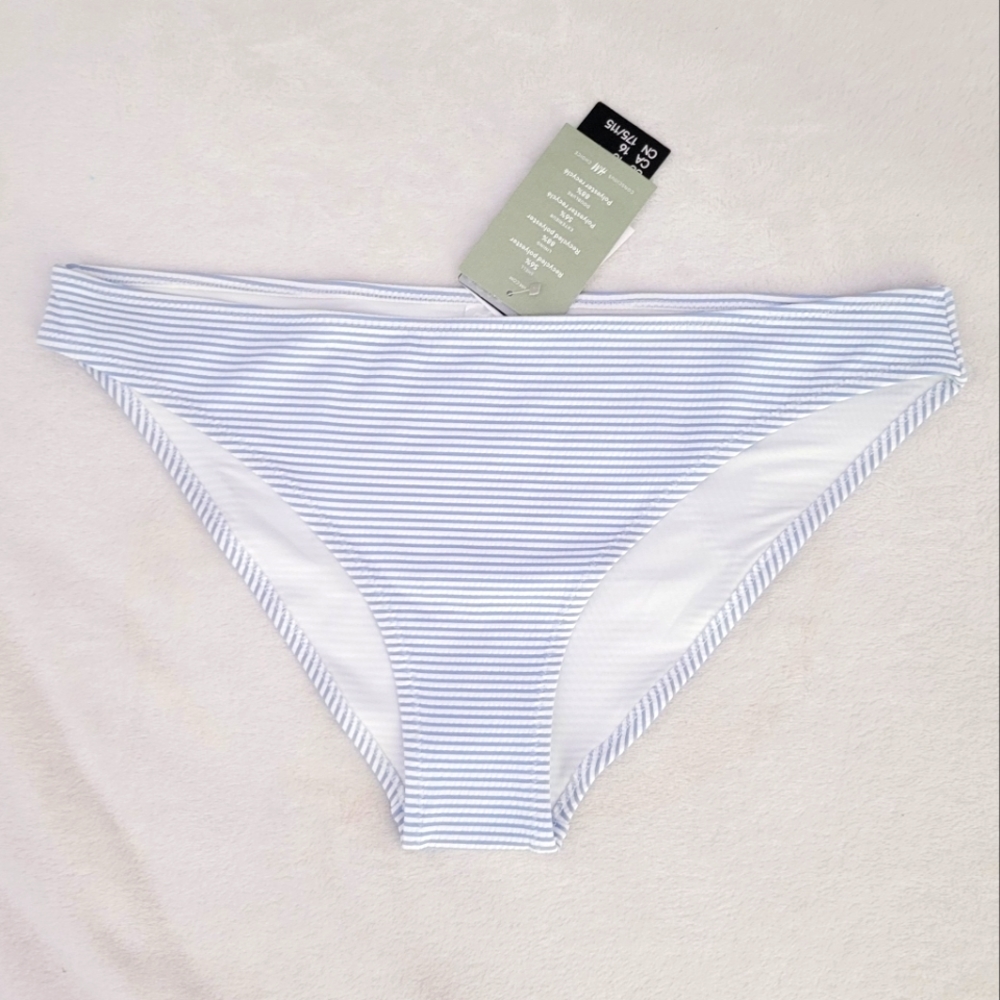 H&M Blue White NEW Striped Bathing Bottom Swimsuit Bottom 1 Piece Plus Size 16